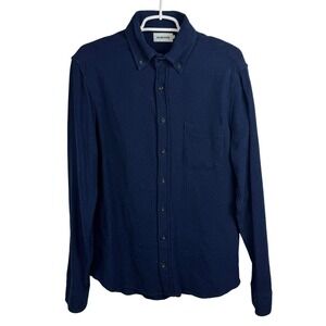 Taylor Stitch Mens The Jack Shirt 40/M Blue Button-Down Long Sleeve Waffle Knit